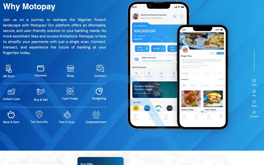 MotoPay website screenshot 2